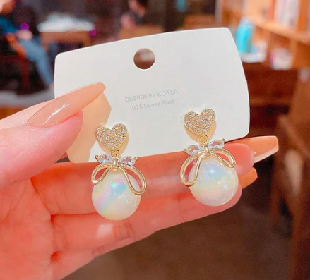 ✨ Heart Bow Pearl Earrings – Elegant Handcrafted Jewellery ✨