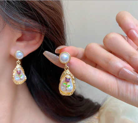 ✨ Vintage Opulence Pearl Earrings – Elegant Handcrafted Jewellery ✨