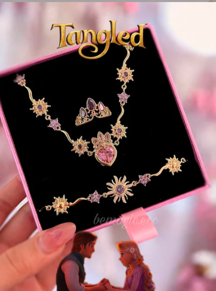 Rapunzel Golden Complete Jewellery Set – Customizable Name Edition 💜👑